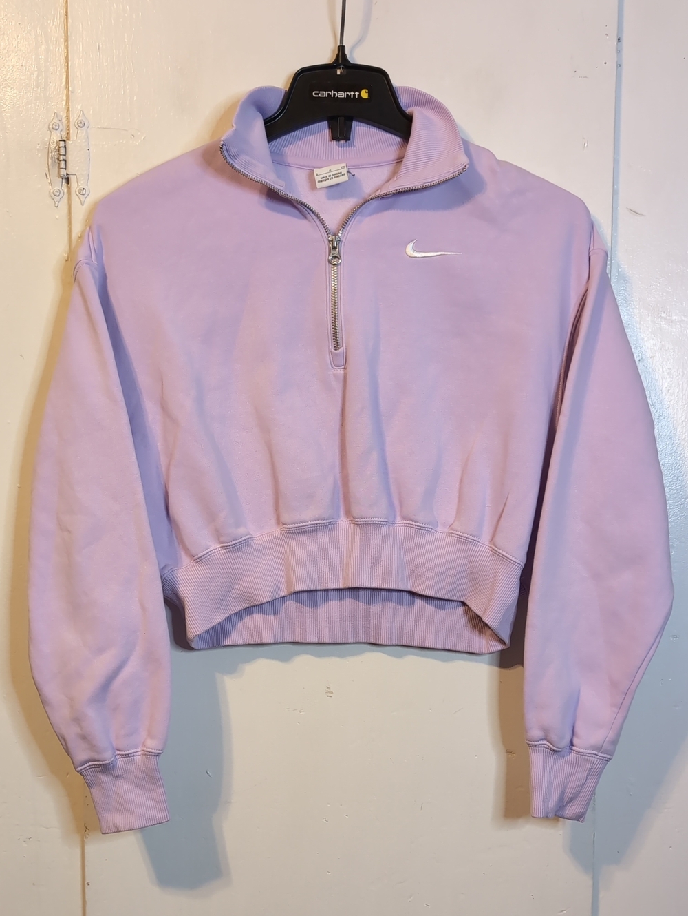 Nike Lavender 1/4 Zip Cropped Sweater womens small